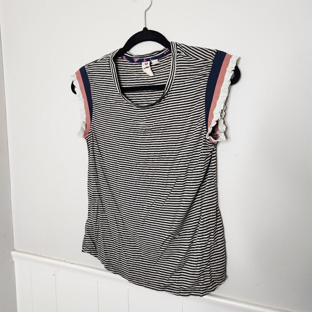 DOLAN LEFT COAST Anthropologie Stripe Ruffle Sleeve Top